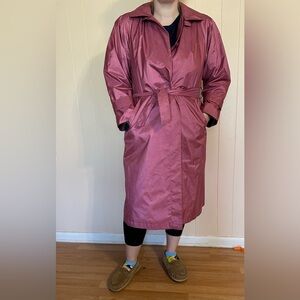 British mist vintage magenta pink sheen trench coat size 9/10